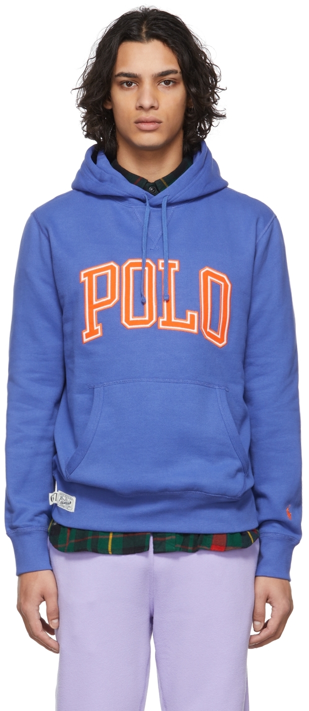 Polo Ralph Lauren: Blue RL Fleece Logo Hoodie | SSENSE