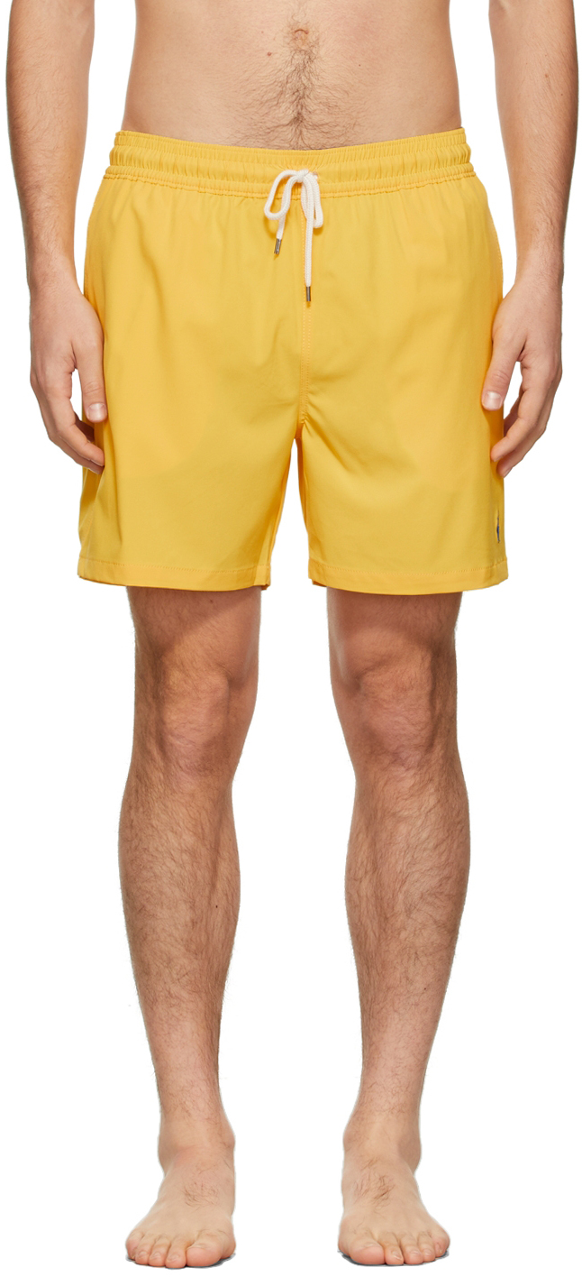 Polo Ralph Lauren: Yellow Traveler Swim Shorts | SSENSE