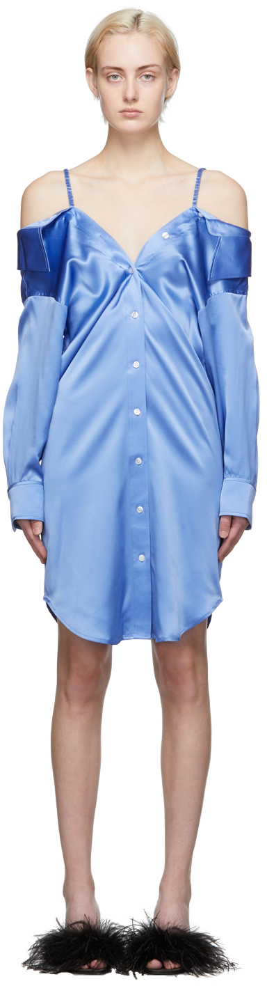 alexanderwang.t Blue Off-The-Shoulder Shirt Dress
