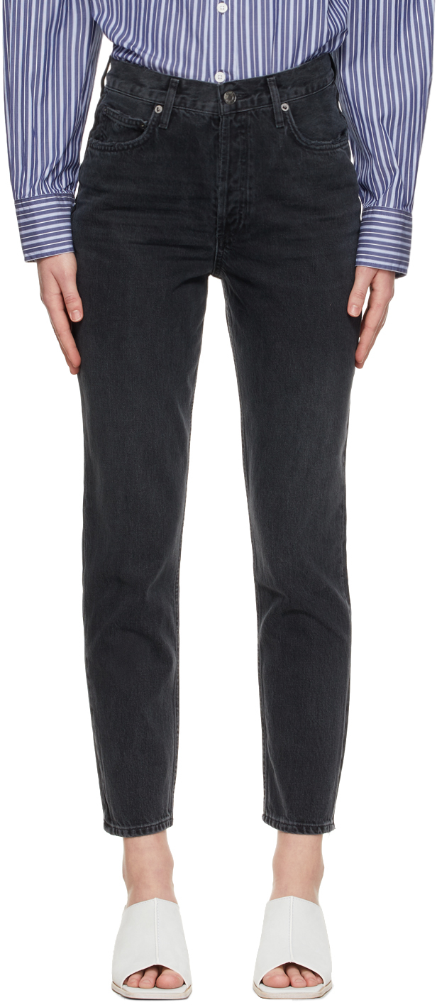 AGOLDE Black Fen High-Rise Relaxed Tapered Jeans