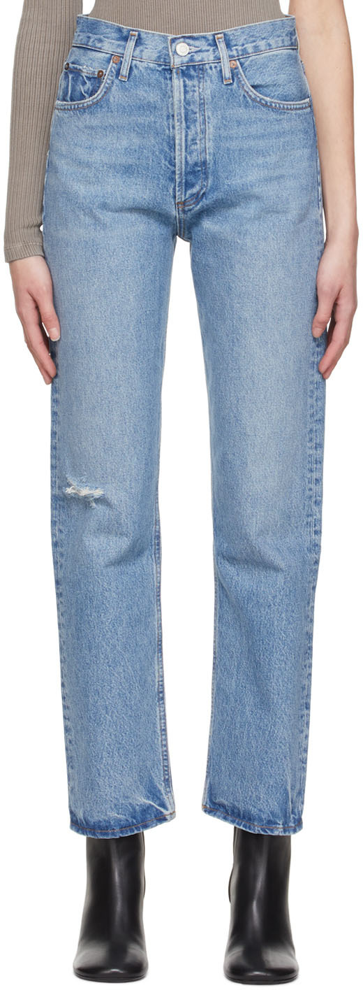 AGOLDE: Blue 90's Pinch Waist Jeans | SSENSE