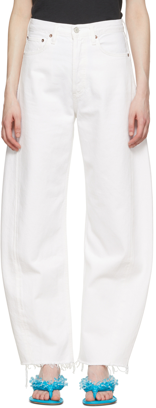White Luna Pieced Tapered Jeans SSENSE Women Clothing Jeans Tapered Jeans 