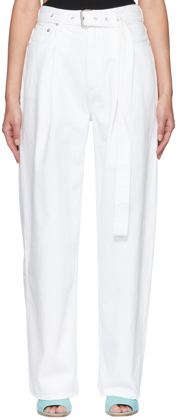 Shop Agolde White Belted Jeans In Element