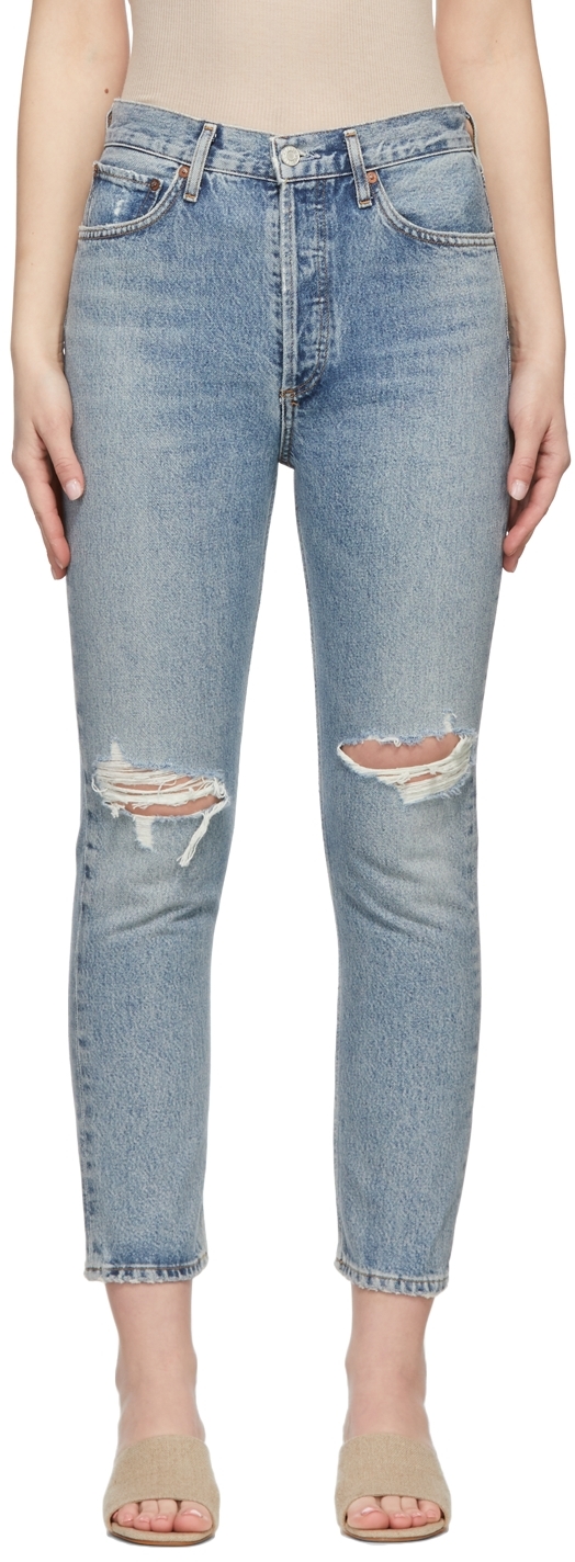 AGOLDE Blue Riley Cropped Jeans