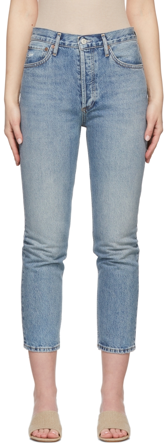 Agolde Baumwolle JEANS RILEY in Blau Damen Bekleidung Jeans Capri-Jeans und cropped Jeans 