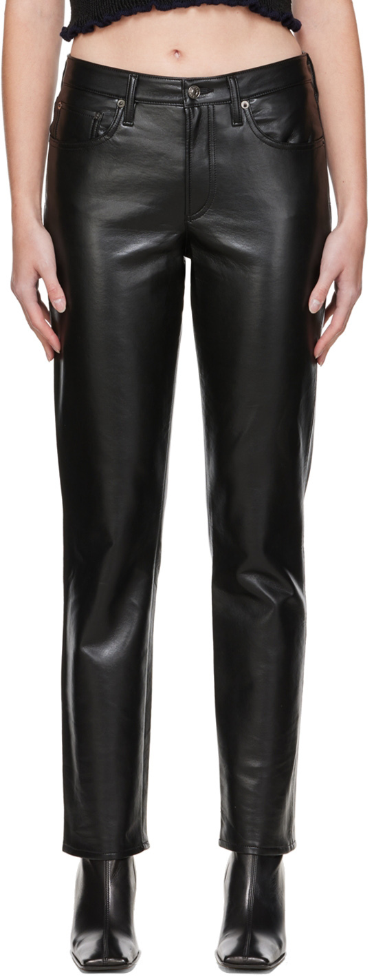 AGOLDE Black 90s Recycled Leather Pants