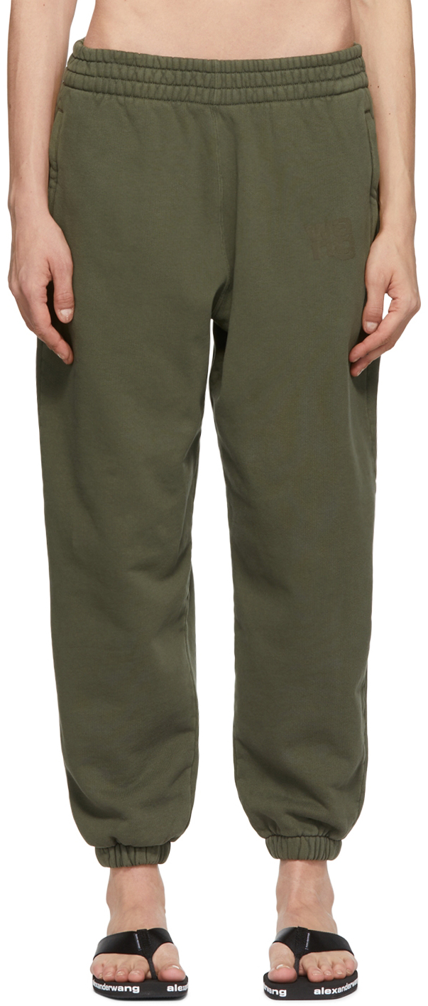 Alexander Wang T Green Cotton Lounge Pants In 305 Army Green