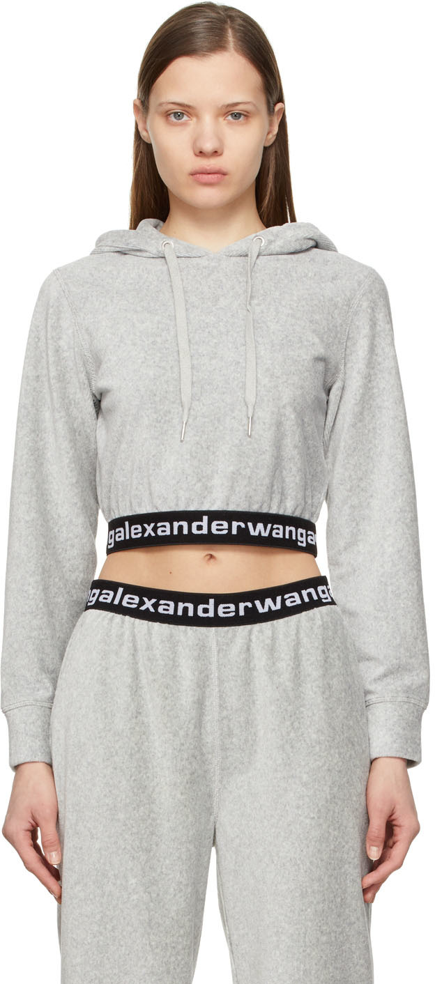 alexanderwang.t Grey Logo Elastic Hoodie