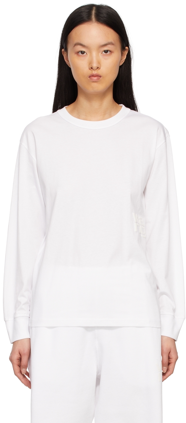 White Puff Logo Jersey T-Shirt by alexanderwang.t on Sale