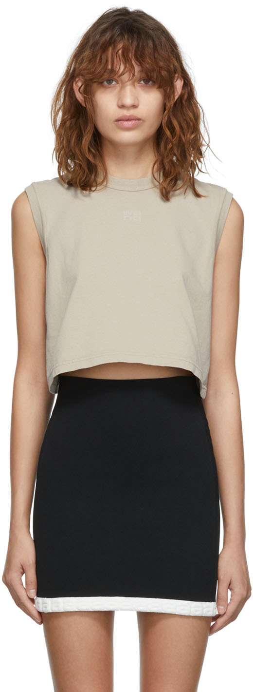 alexanderwang.t Taupe Structured Puff Logo Tank Top