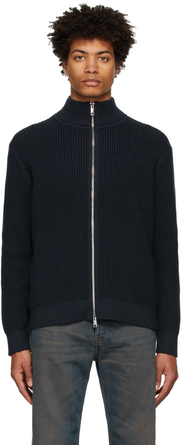 navy zip up sweater