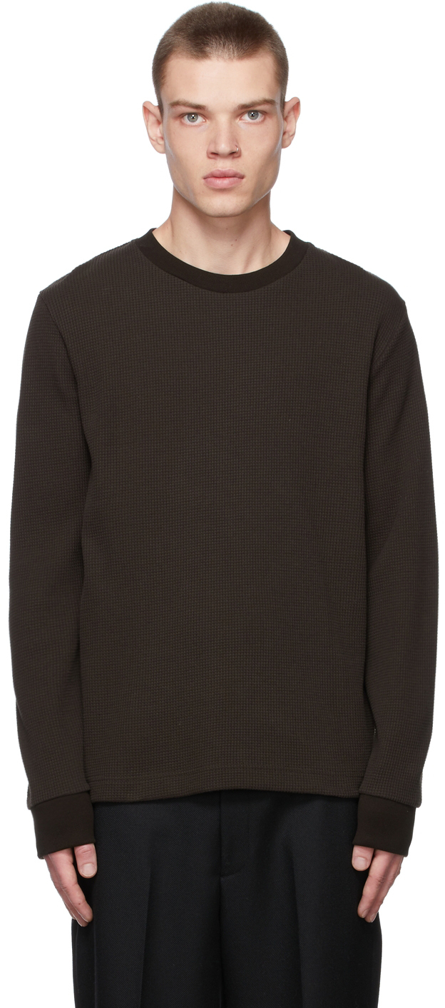 Theory: Brown Waffle Knit Sweater | SSENSE