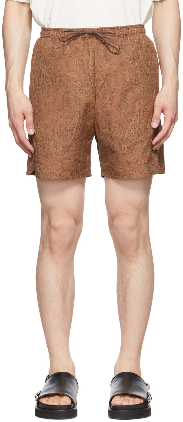 Kuro Brown Paisley Shorts