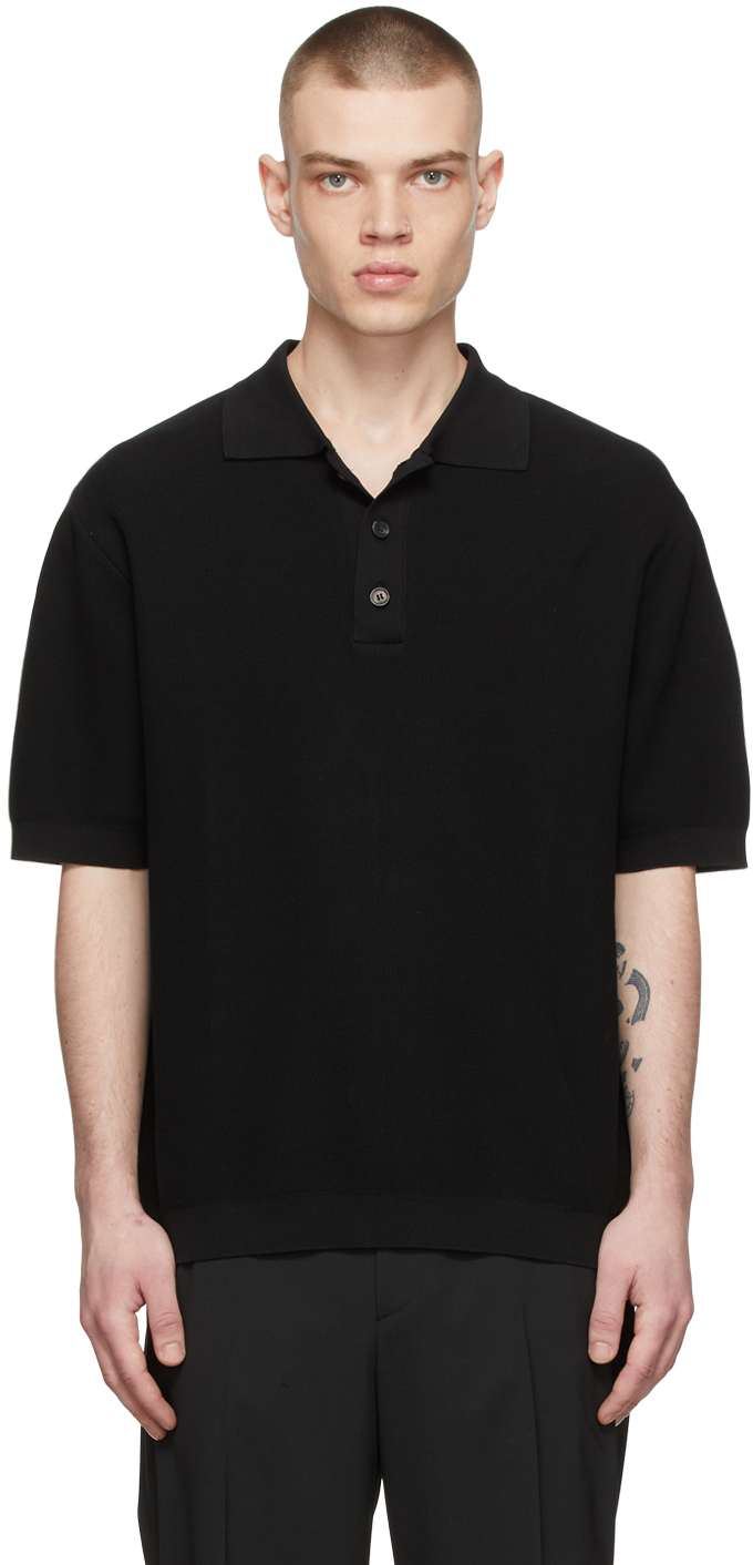 SSENSE Men Clothing T-shirts Polo Shirts Black Cotton Polo 