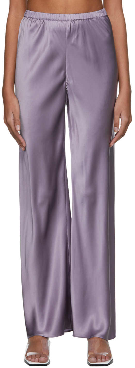 Purple Silk Bias Cut Pants by Silk Laundry on Sale