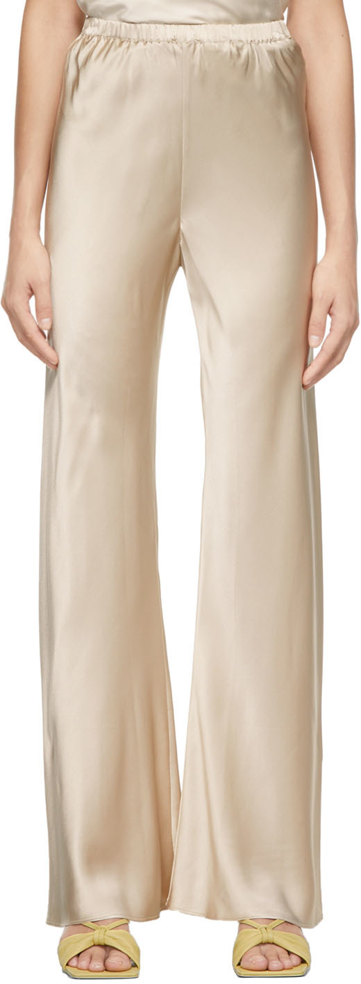 Silk Laundry Taupe Bias Cut Lounge Pants SSENSE