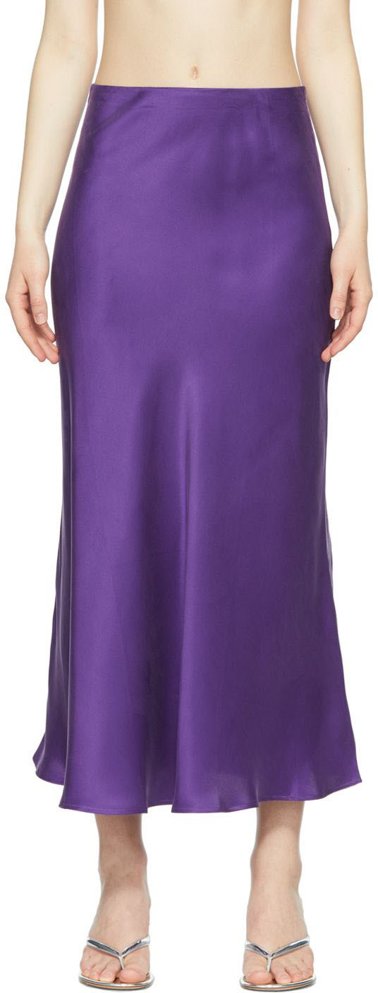 Silk Laundry Purple Silk Midi Skirt