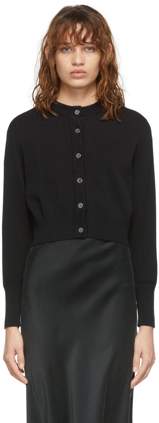 Silk Laundry: Black Cropped Cardigan | SSENSE