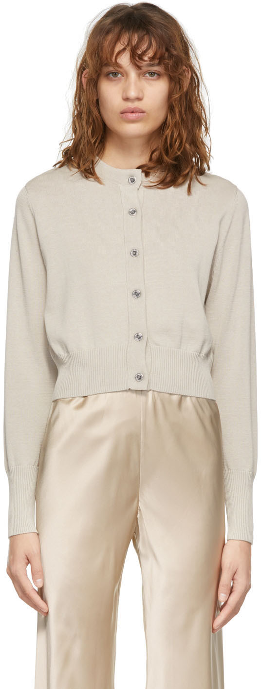 Silk Laundry Taupe Cropped Cardigan