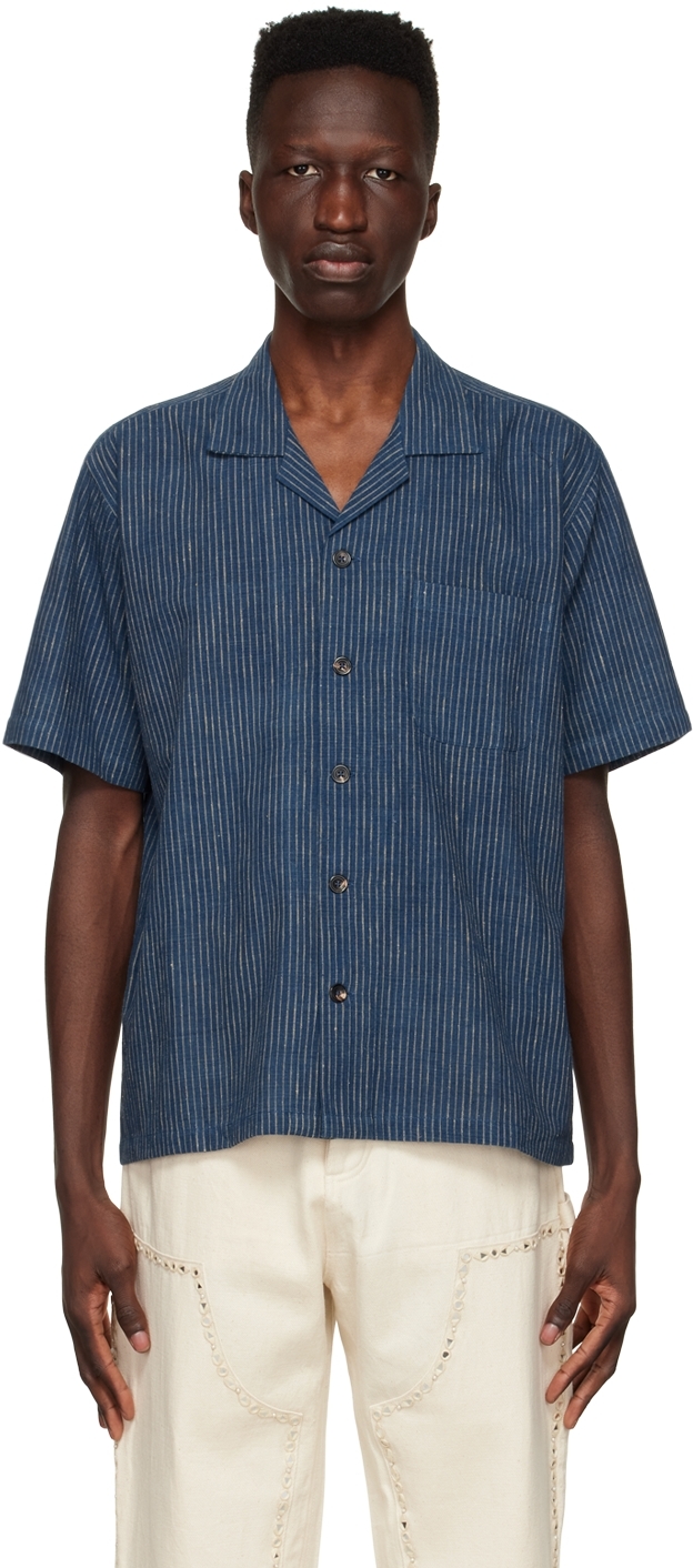 Navy Cotton Shirt by Karu Research on Sale