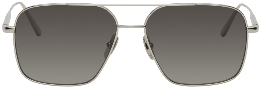 Chimi Silver Metal Aviator Sunglasses In Grey