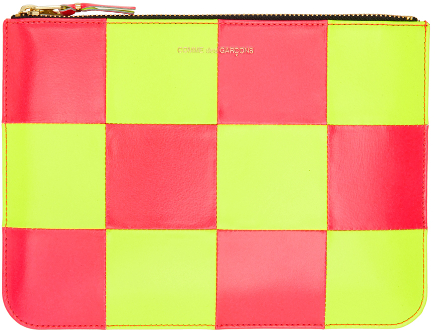 Pink & Yellow Fluo Squares Pouch