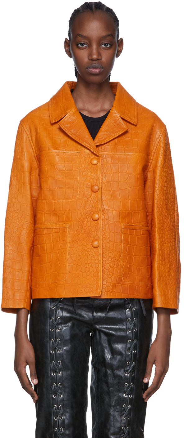 Saks Potts Sarah Leather Jacket in Orange Womens Clothing Jackets Leather jackets 