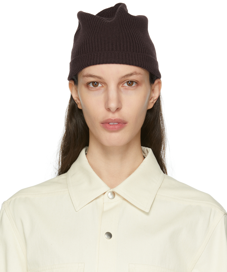 Burgundy Wool Beanie by Rick Owens on Sale