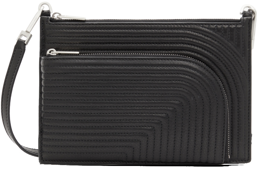 Black Leather Club Pouch by Rick Owens on Sale