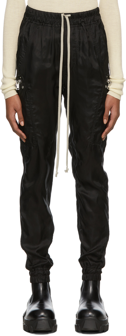 Rick Owens: Black Satin Cargo Jogger Lounge Pants | SSENSE