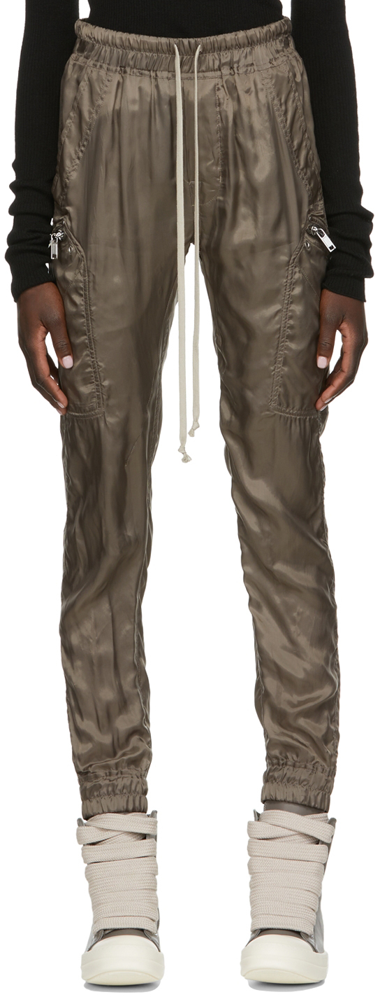 Grey Satin Cargo Jog Lounge Pants