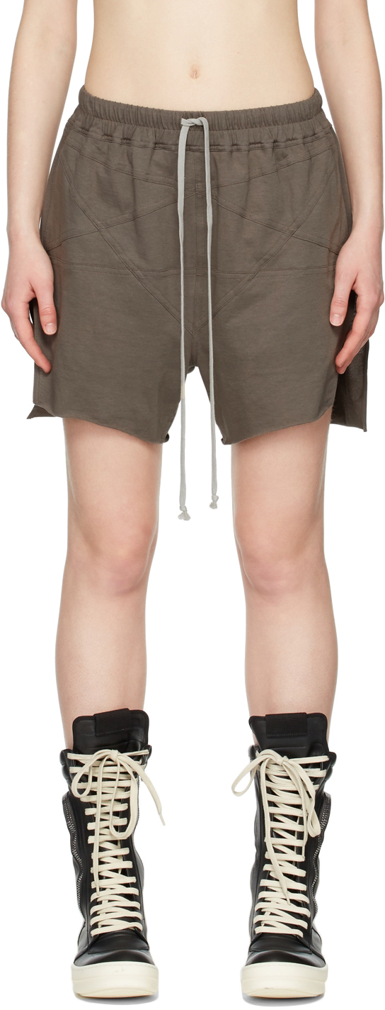 Taupe Cotton Penta Shorts by Rick Owens on Sale