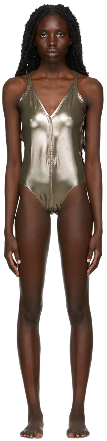 Bronze Deep V One-Piece Swimsuit