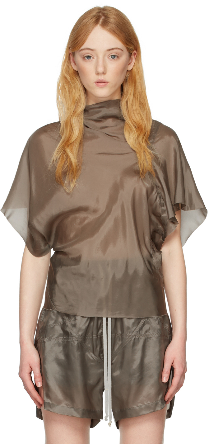 Taupe Seb Blouse by Rick Owens on Sale