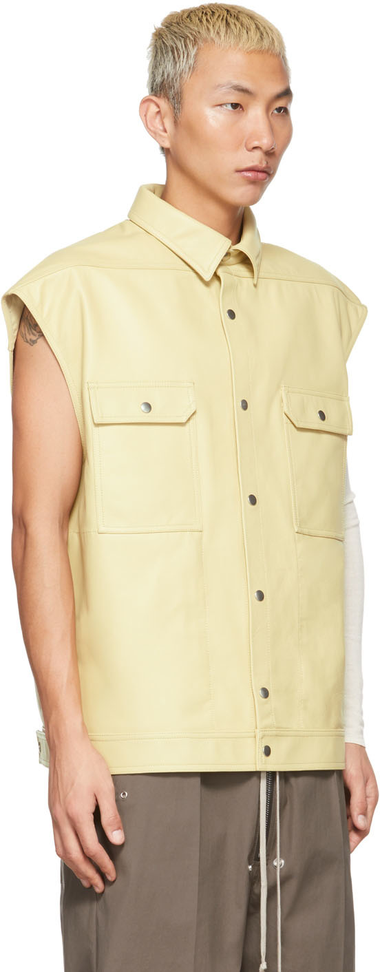 Rick Owens Beige Leather Jumbo Outershirt Vest | Smart Closet