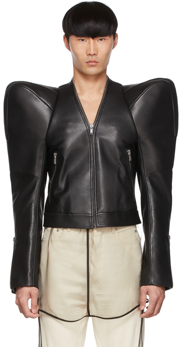 ブラック Rick Owens Leather Jacket ブラック