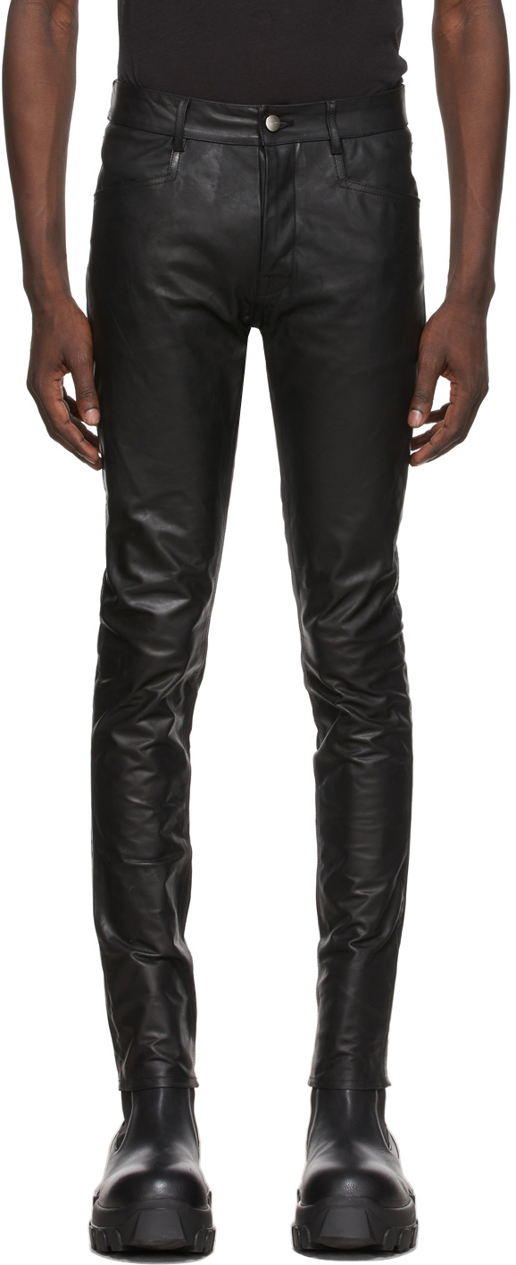 Rick Owens: Black Leather Tyrone Pants | SSENSE
