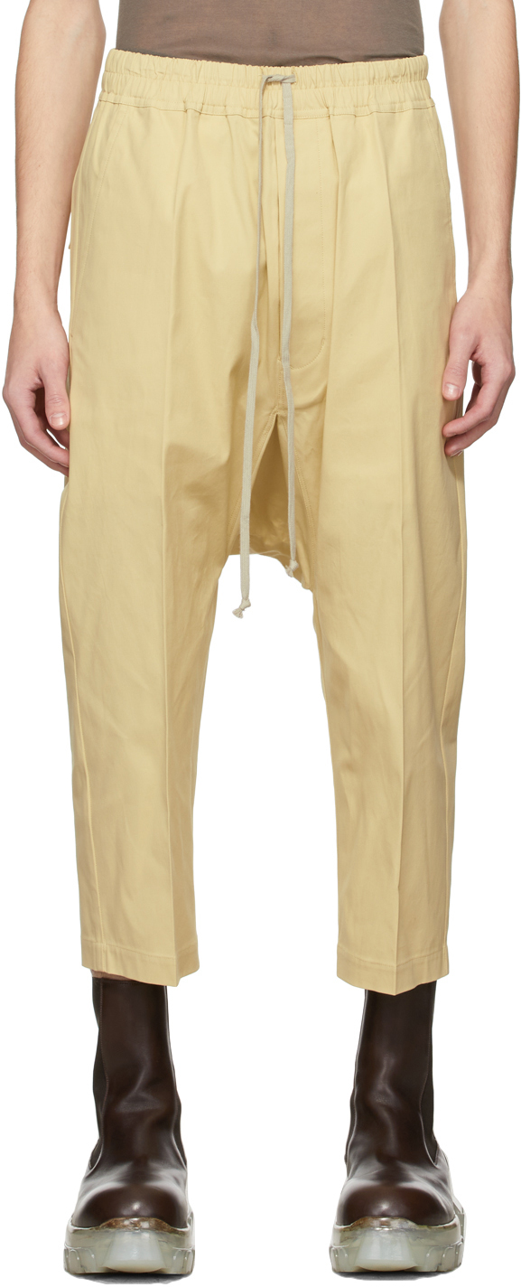 Rick Owens: Off-White Cropped Drawstring Trousers | SSENSE