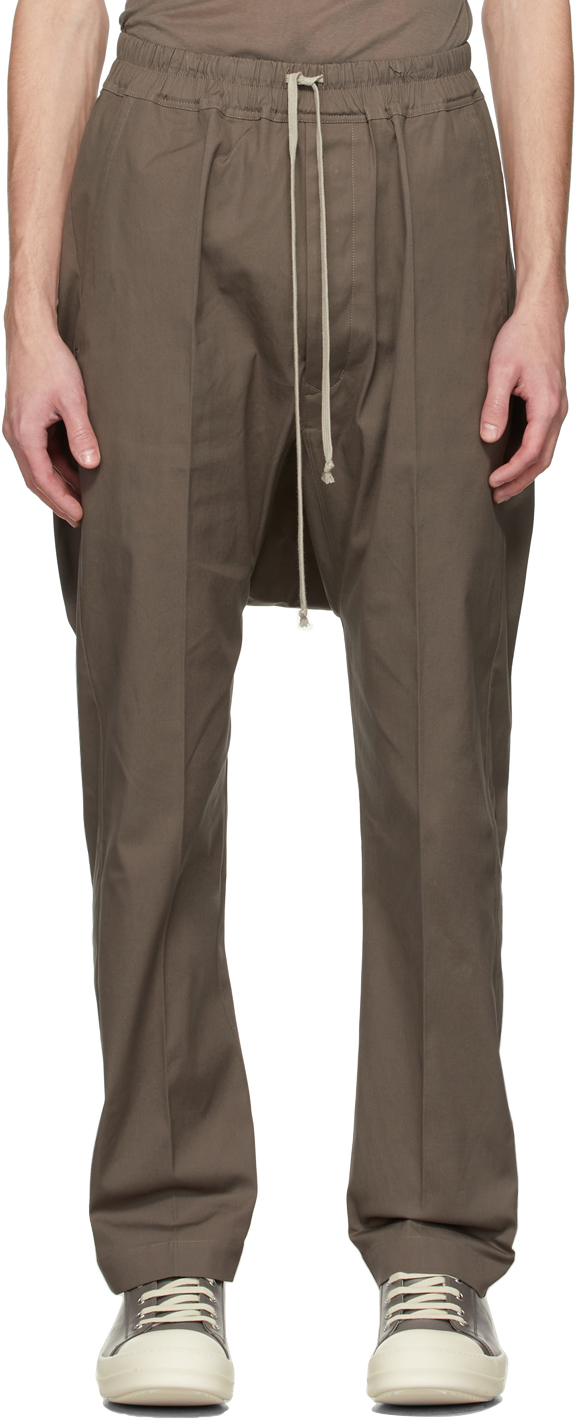 Taupe Drawstring Long Trousers by Rick 