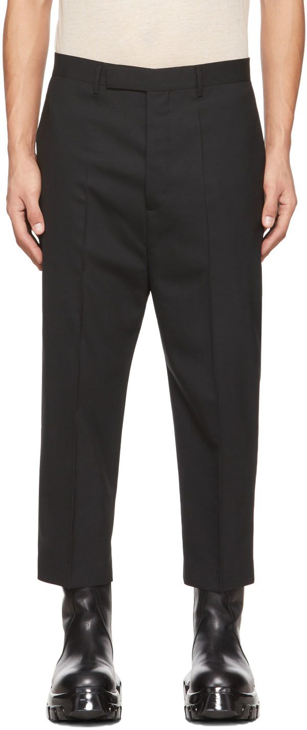 Black Astaires Cropped Trousers by Rick Owens on Sale