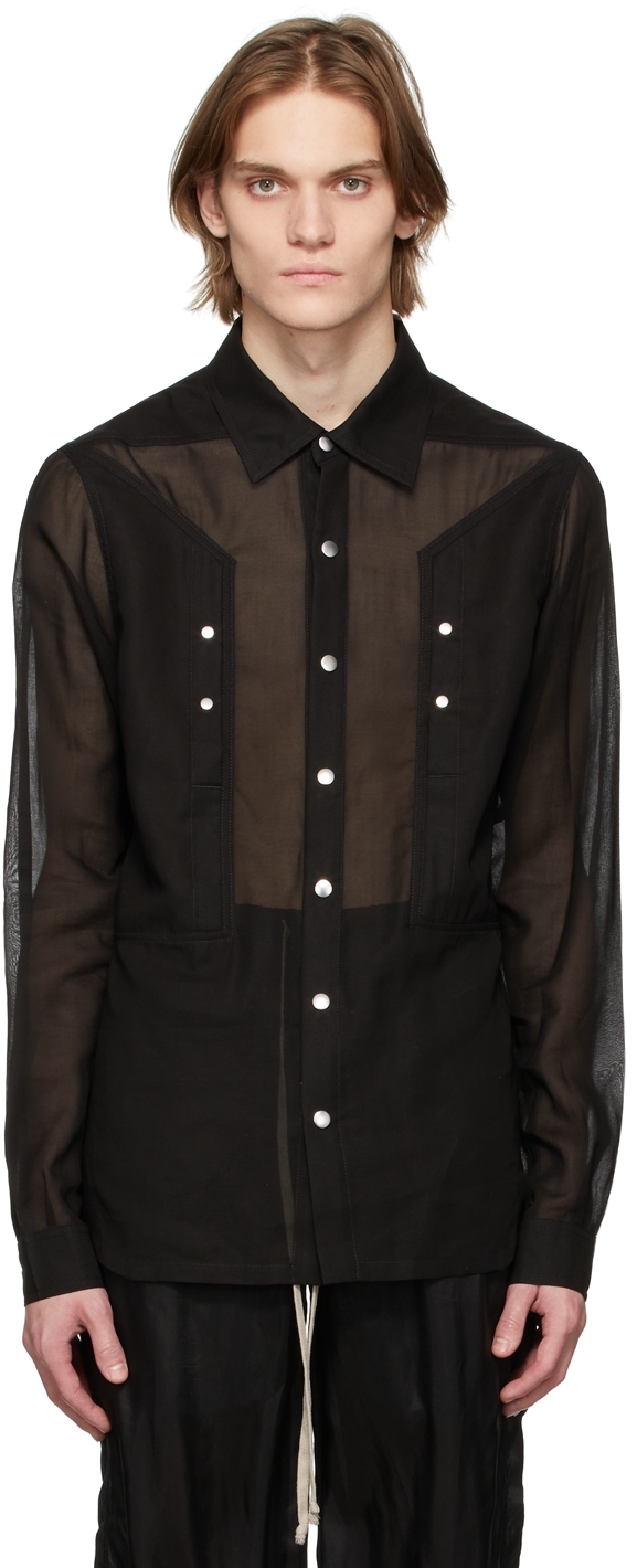 Black Cotton Outershirt by Rick Owens on Sale