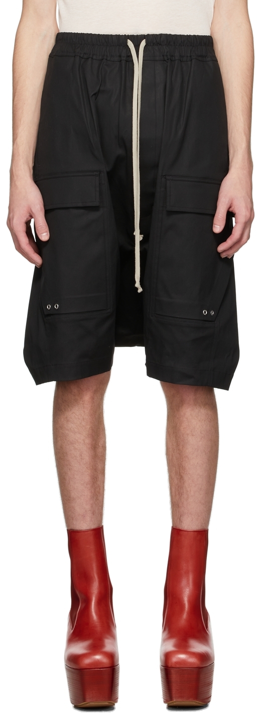 Rick Owens Black Cargo Pods Shorts | Smart Closet