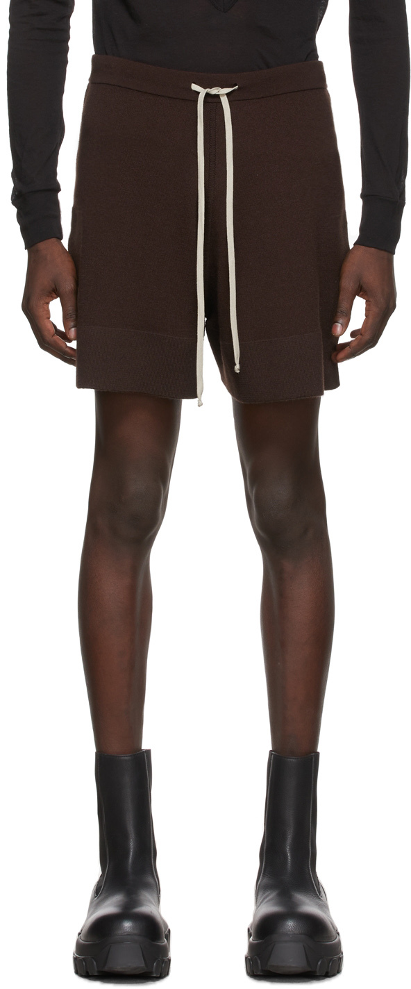 Rick Owens Burgundy Cashmere Shorts