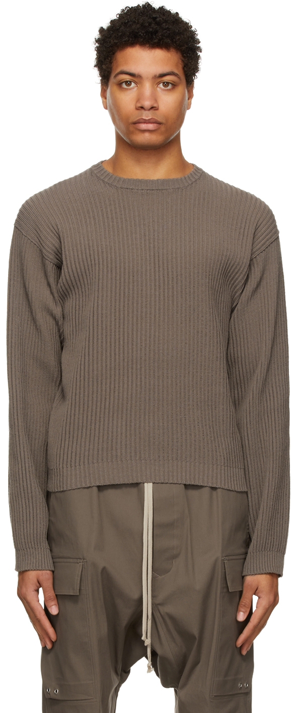 Taupe Biker Round Neck Sweater