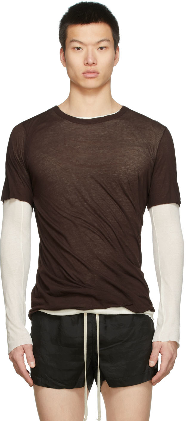 Rick Owens: 버건디 베이직 티셔츠 | SSENSE 대한민국