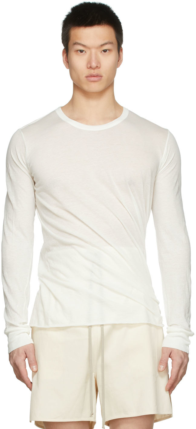 Rick Owens White Basic Long Sleeve T-Shirt