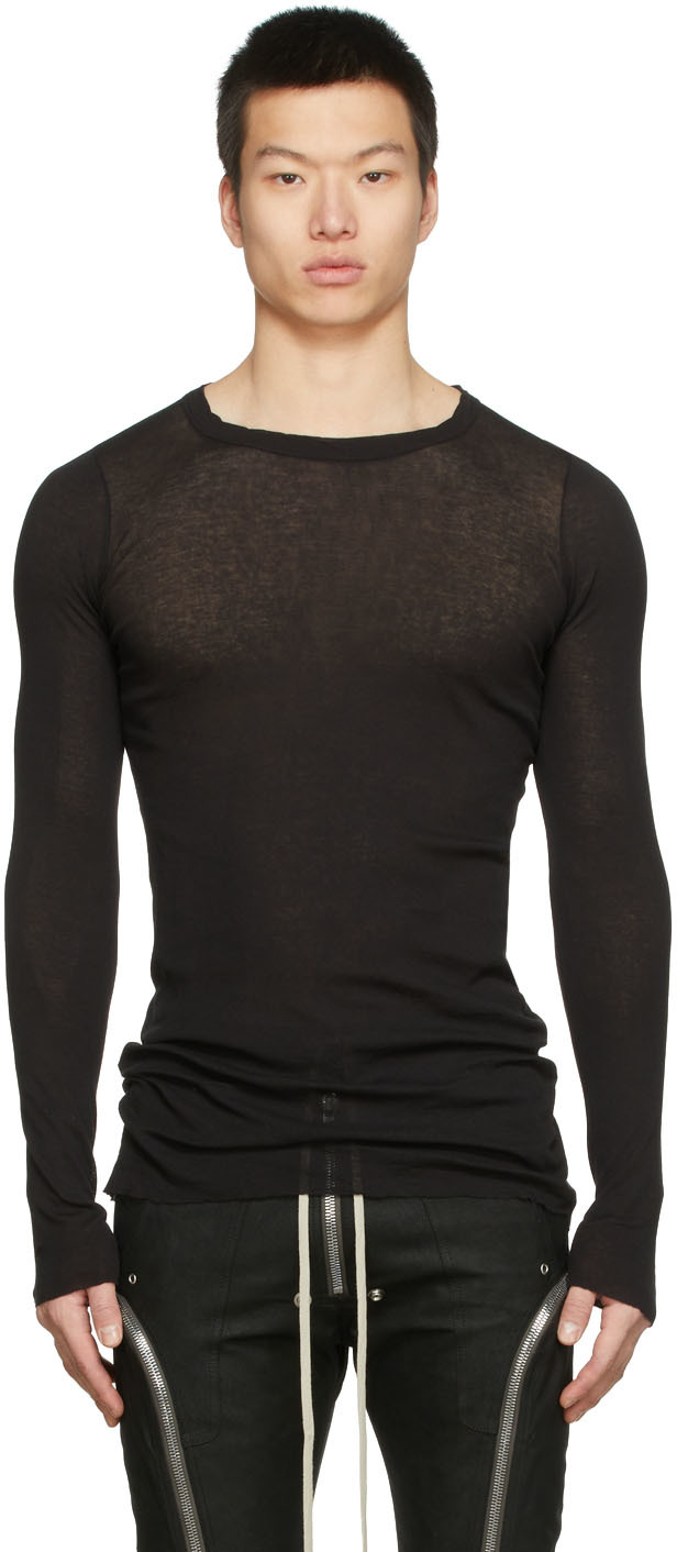 Rick Owens Black Rib Long Sleeve T-Shirt