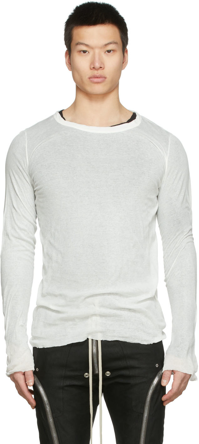 Rick Owens Off-White Rib Long Sleeve T-Shirt