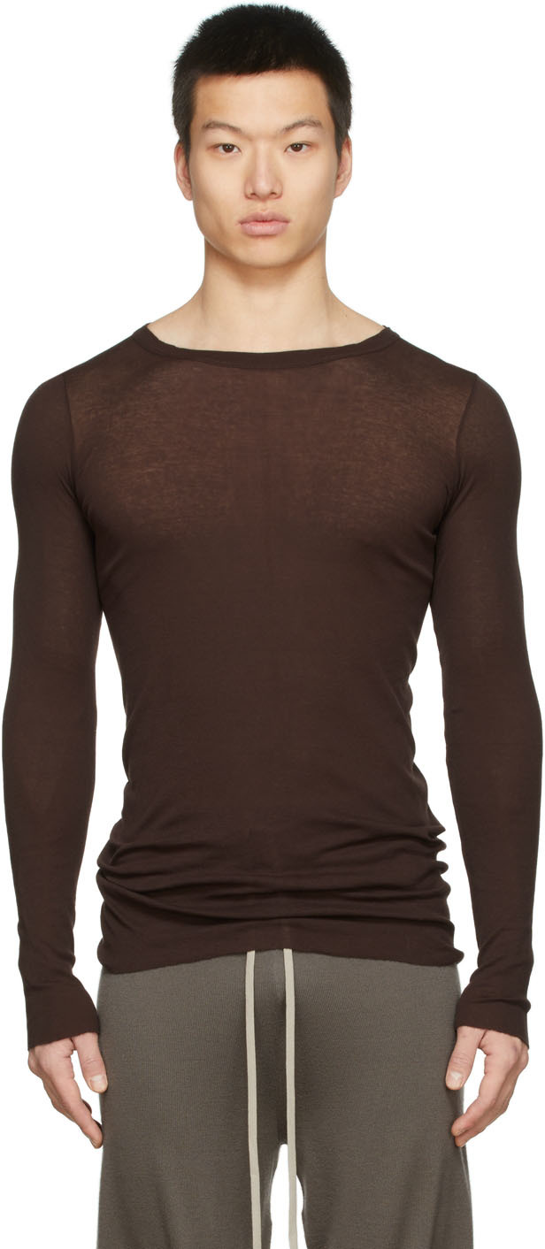 Rick Owens Burgundy Rib Long Sleeve T-Shirt
