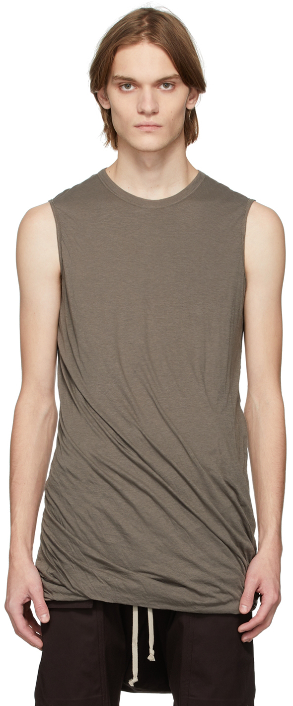 Rick Owens Grey Double Sleeveless T-Shirt